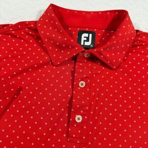FootJoy FJ Golf Polo Shirt Red Diamond Print Short Sleeve Mens XL Stretch